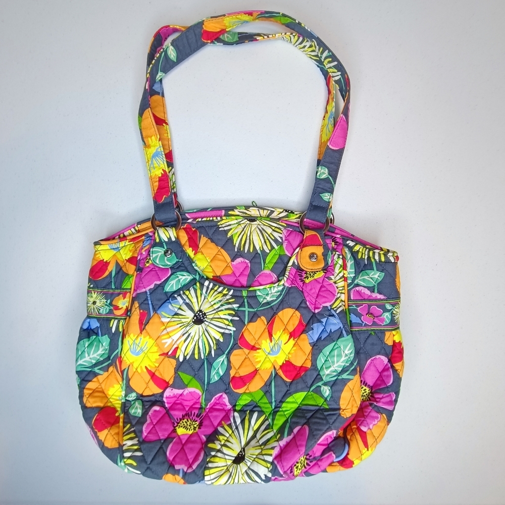 Vera Bradley Glenna Satchel Jazzy Blooms Floral Quilted Tote NWOT - Picture 2 of 15